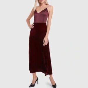 Goop G Label Burgundy Spaghetti Strap Dress